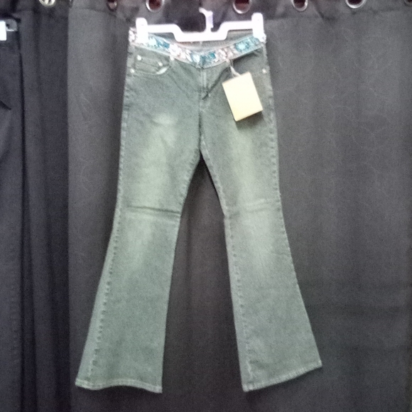 DFX JEANS BROWN/BLUE DECORATED SIZE 9 - Picture 1 of 5